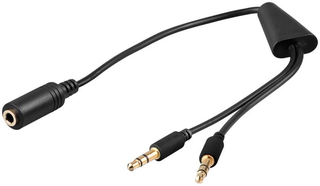 Cablu audio jack stereo 3.5mm  4 contacte mama -  2xjack stereo 3.5mm tata Goobay